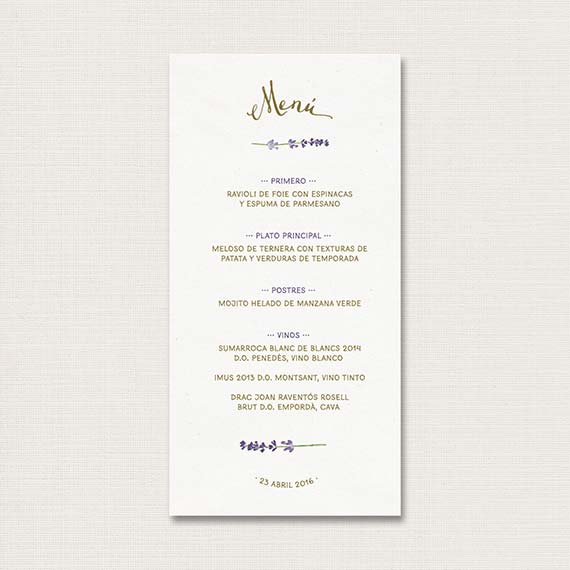 Menú de boda - Project Party